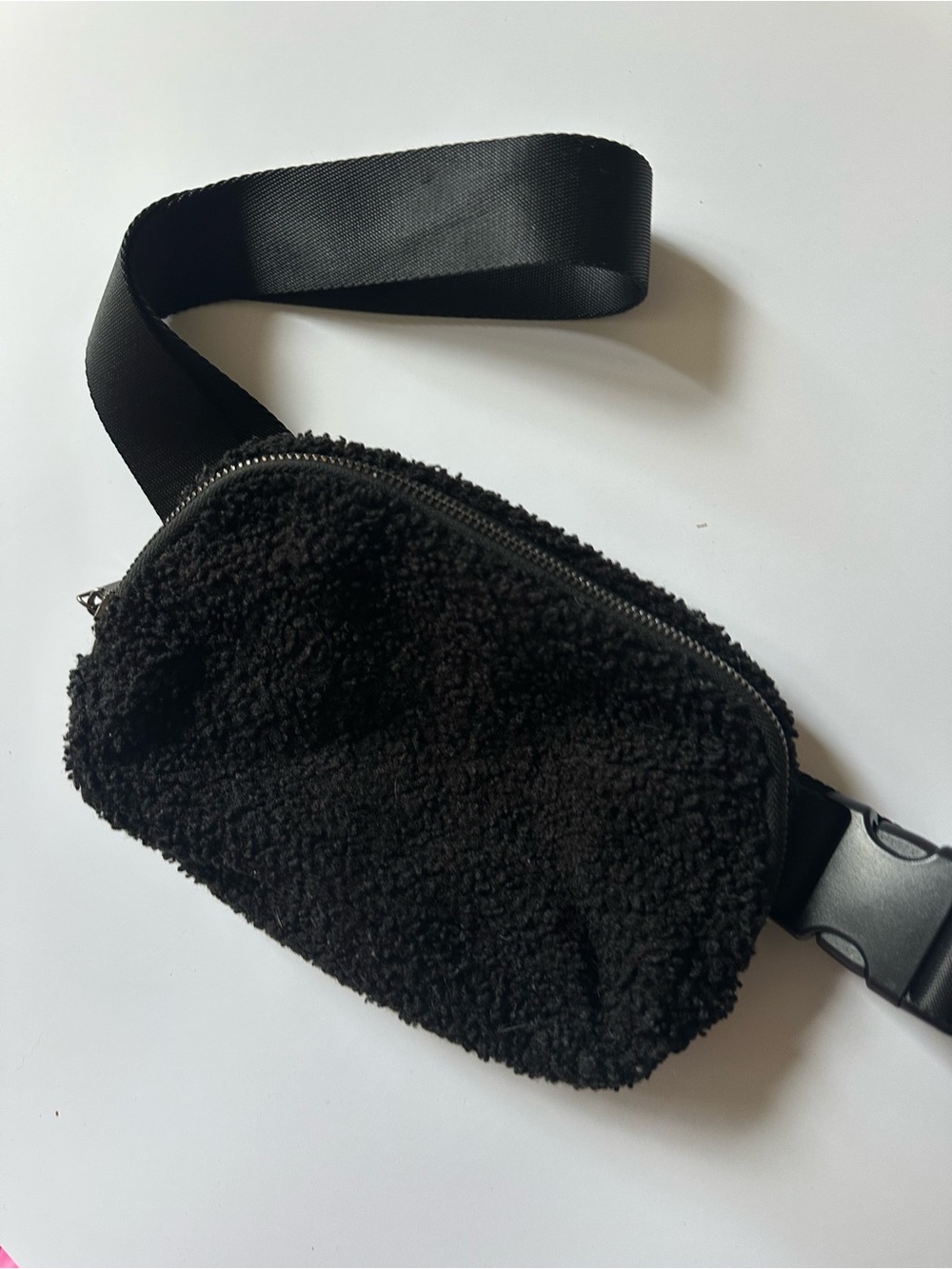 Cute Black Sherpa Waist Bag/Fanny Pack